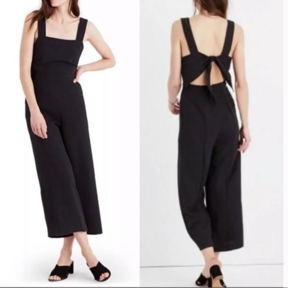 Madewell Apron Bow Back Black Jumpsuit Sz00